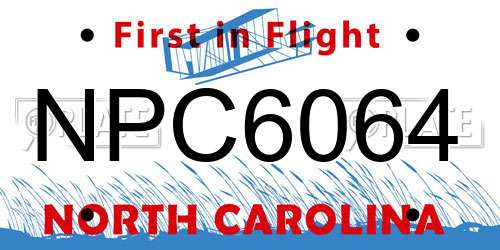 NPC6064 North Carolina License Plate
