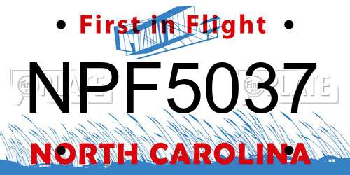 NPF5037 North Carolina License Plate