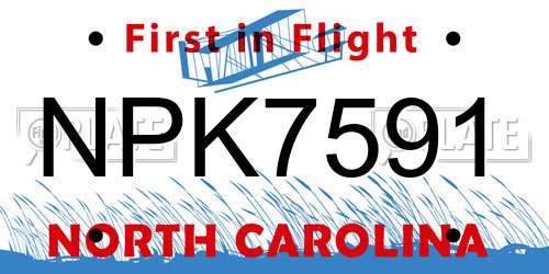 NPK7591 North Carolina License Plate