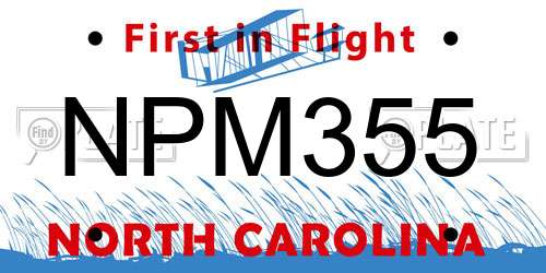 NPM355 North Carolina License Plate