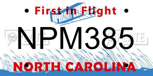 NPM385 North Carolina License Plate