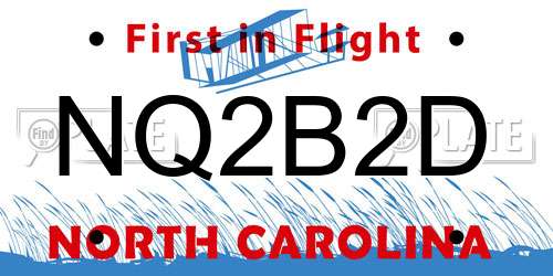 NQ2B2D North Carolina License Plate