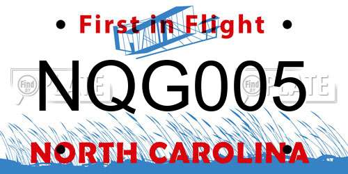 NQG005 North Carolina License Plate