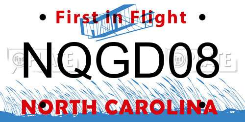 NQGD08 North Carolina License Plate