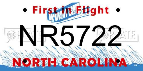 NR5722 North Carolina License Plate