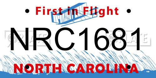 NRC1681 North Carolina License Plate