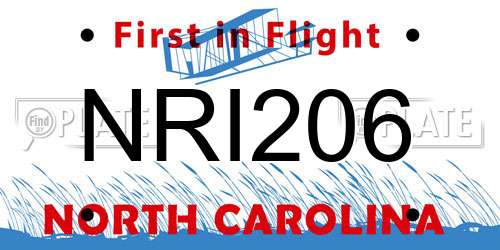 NRI206 North Carolina License Plate