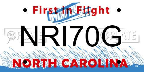 NRI70G North Carolina License Plate