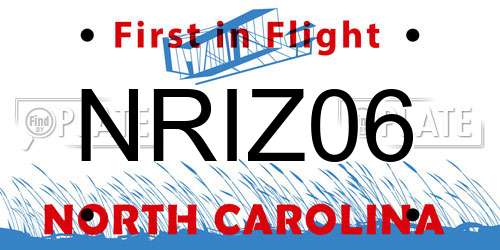 NRIZ06 North Carolina License Plate