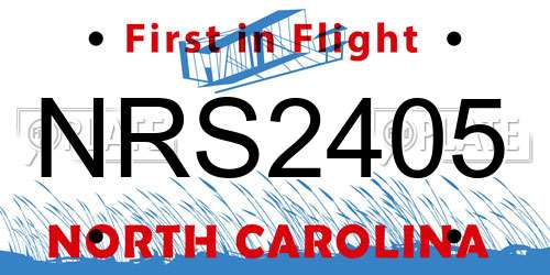 NRS2405 North Carolina License Plate
