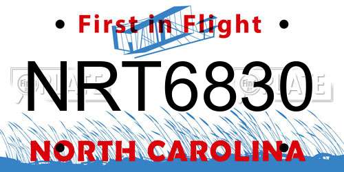 NRT6830 North Carolina License Plate