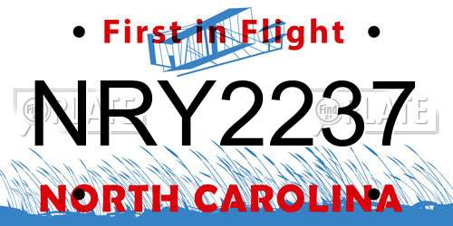 NRY2237 North Carolina License Plate