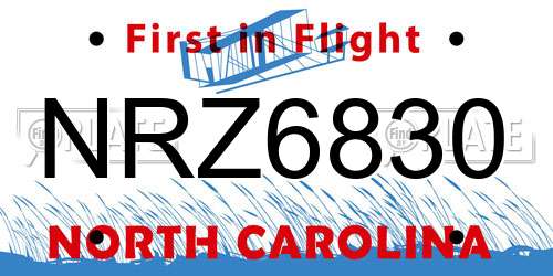 NRZ6830 North Carolina License Plate