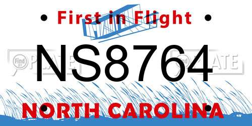 NS8764 North Carolina License Plate