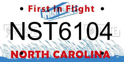 NST6104 North Carolina License Plate