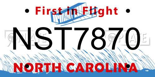 NST7870 North Carolina License Plate