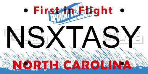NSXTASY North Carolina License Plate