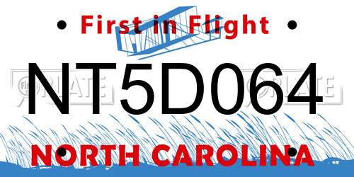 NT5D064 North Carolina License Plate