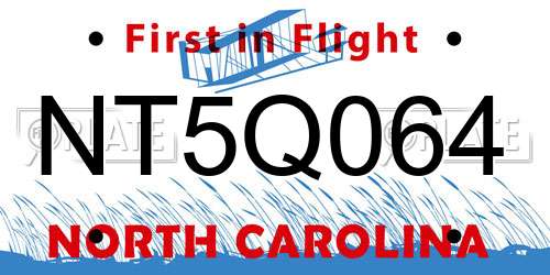 NT5Q064 North Carolina License Plate