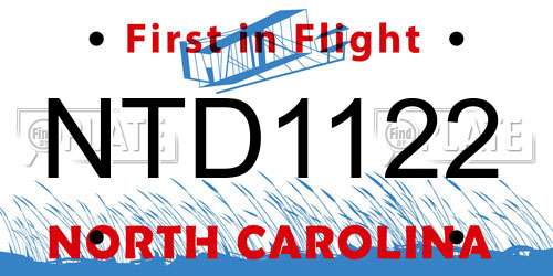 NTD1122 North Carolina License Plate