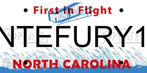 NTEFURY1 North Carolina License Plate
