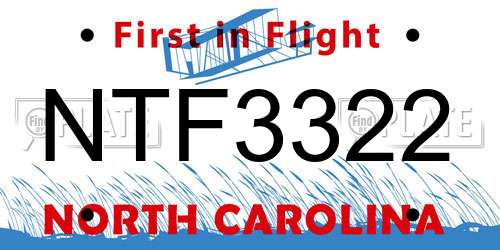 NTF3322 North Carolina License Plate