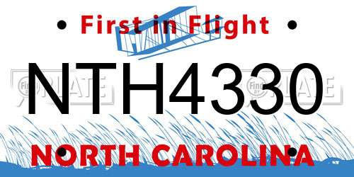 NTH4330 North Carolina License Plate