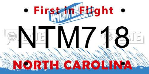 NTM718 North Carolina License Plate