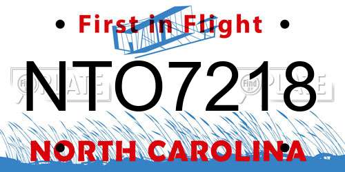 NTO7218 North Carolina License Plate