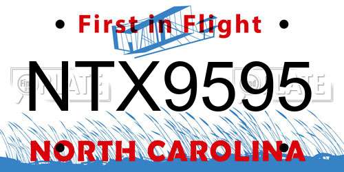 NTX9595 North Carolina License Plate