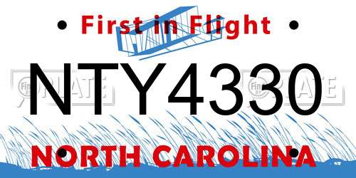 NTY4330 North Carolina License Plate