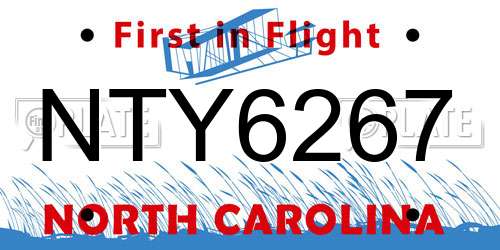 NTY6267 North Carolina License Plate