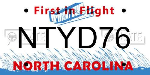 NTYD76 North Carolina License Plate