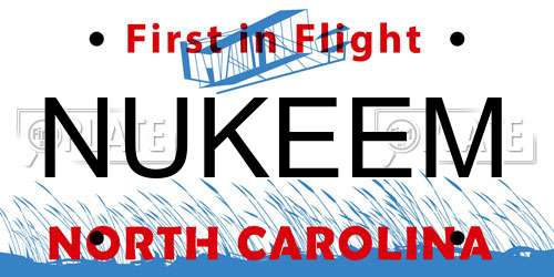 NUKEEM North Carolina License Plate