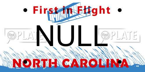 NULL North Carolina License Plate