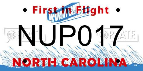 NUP017 North Carolina License Plate