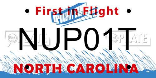 NUP01T North Carolina License Plate