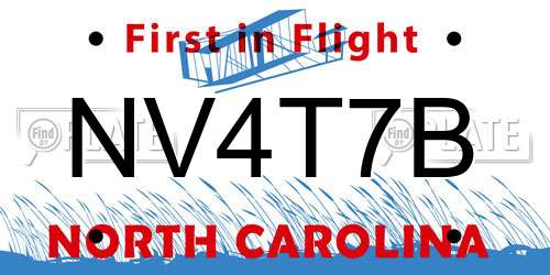 NV4T7B North Carolina License Plate