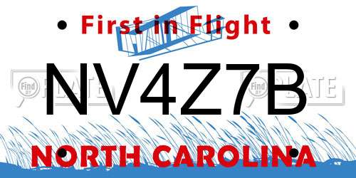 NV4Z7B North Carolina License Plate