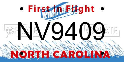 NV9409 North Carolina License Plate