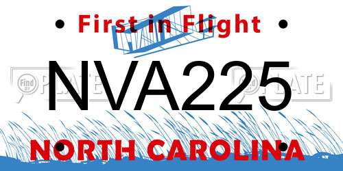 NVA225 North Carolina License Plate