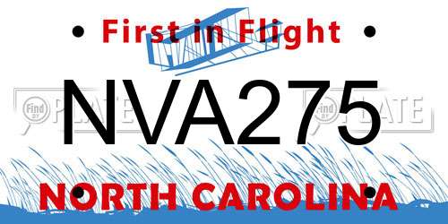 NVA275 North Carolina License Plate