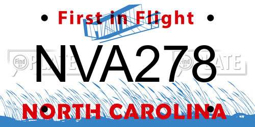 NVA278 North Carolina License Plate