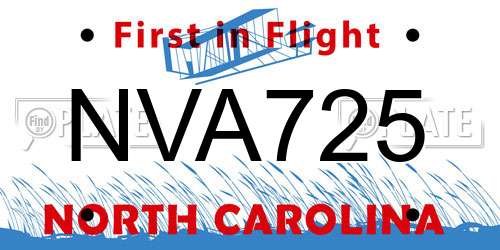 NVA725 North Carolina License Plate