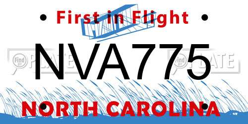 NVA775 North Carolina License Plate