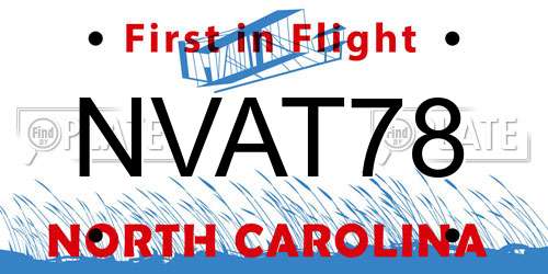 NVAT78 North Carolina License Plate