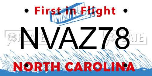 NVAZ78 North Carolina License Plate