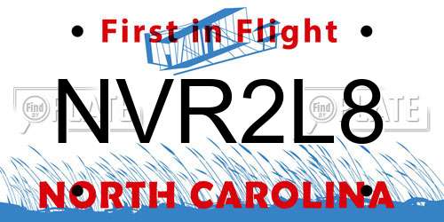 NVR2L8 North Carolina License Plate