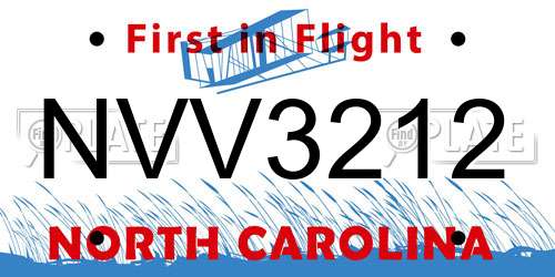 NVV3212 North Carolina License Plate