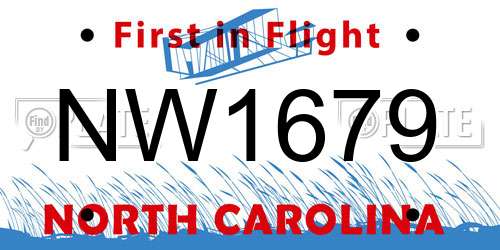 NW1679 North Carolina License Plate